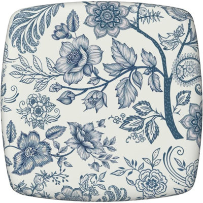 Housses de siège de chaise - Floral bleu - ensemble de 2, extensible, style chinois rétro, salle à manger / cuisine / bureau