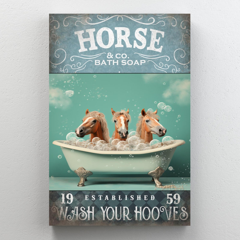 «Horse Bath Soap», reproduction sur toile, H 14 po x l 11 po x P 1,25 po