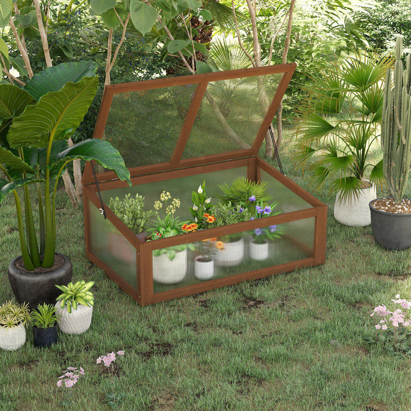 Jorin Small Rustic Polycarbonate Greenhouse With Openable Top Cover