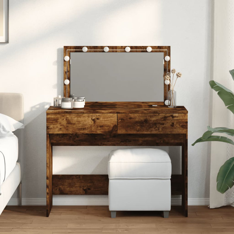Dressing Table with Mirror, Smoked Oak