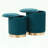 Nesting Pleated Ottoman Set in Velvet with Gold Metal Base