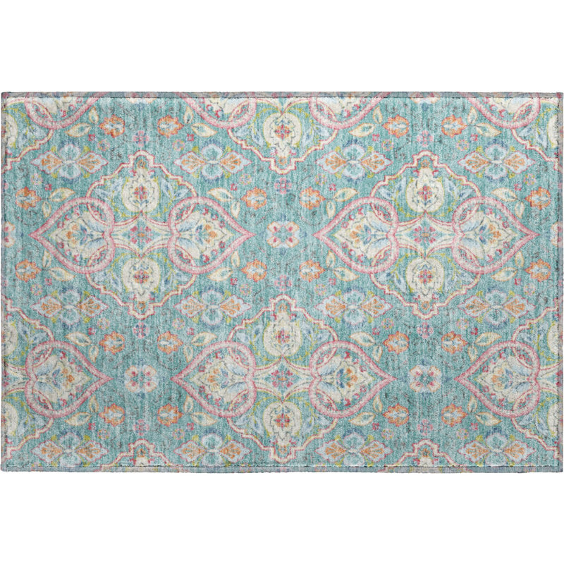 Premium Machine Washable Mayfield AMF2207 bohemian Rug, 1'8" x 2'6", Spa