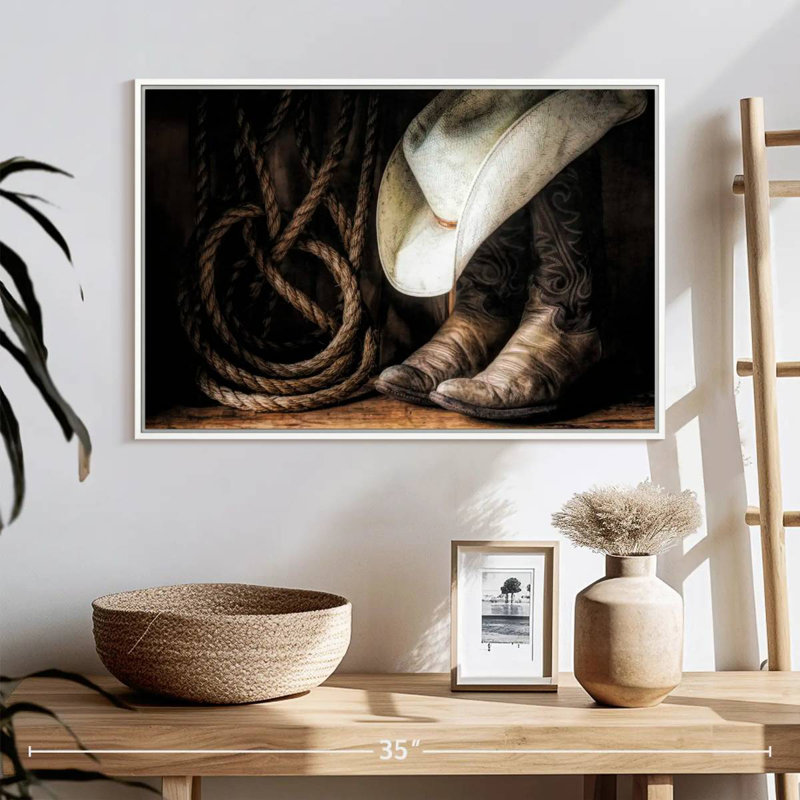 Ensemble Cowboy, Cadre flottant blanc, 25 po x 17 po