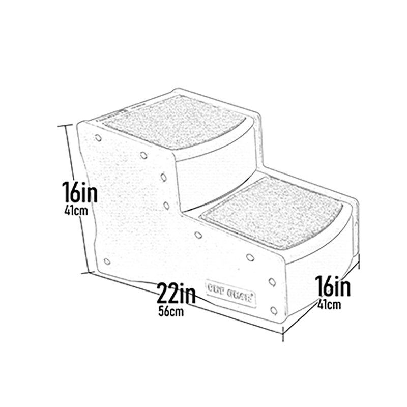 Sage Green Plastic 2-Step Pet Stairs with Carpet Tread