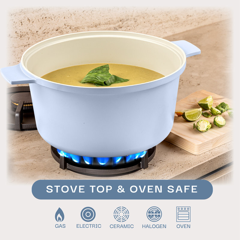 Gotham Steel 5 Quart Nonstick Ceramic Dutch Oven, Light Blue