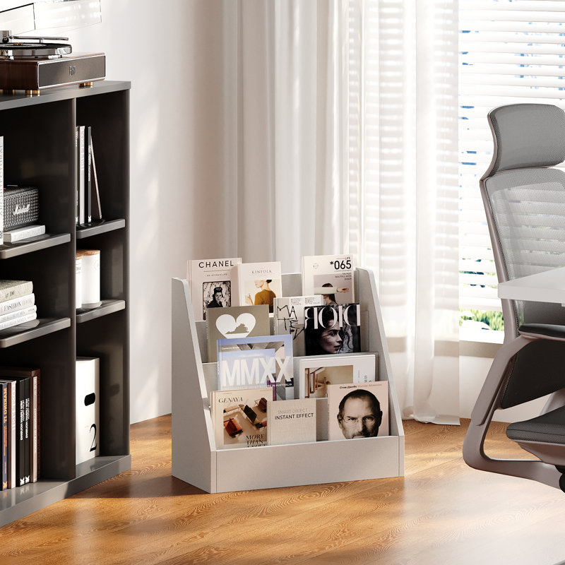 4 Sling Bookcase Display Stand Storage Bookshelf with 4 Shelves Book Display Rack, White