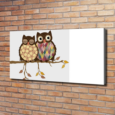 Two Owls On The Branch - No Frame Print on Canvas
