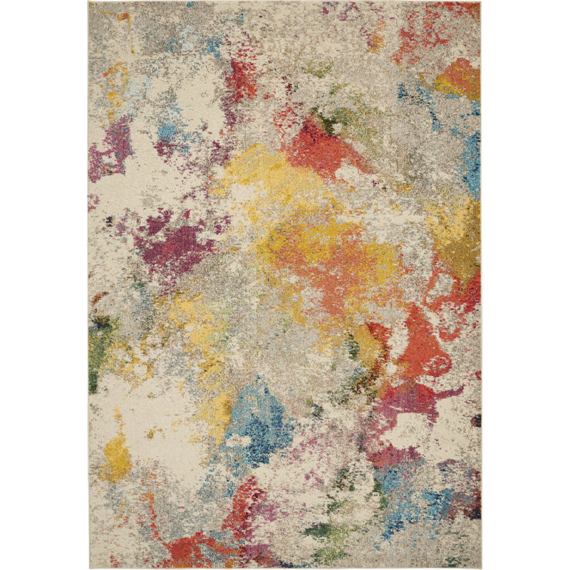 Tapis contemporain contemporain ivoire, Rectangle 6 pi x 9 pi