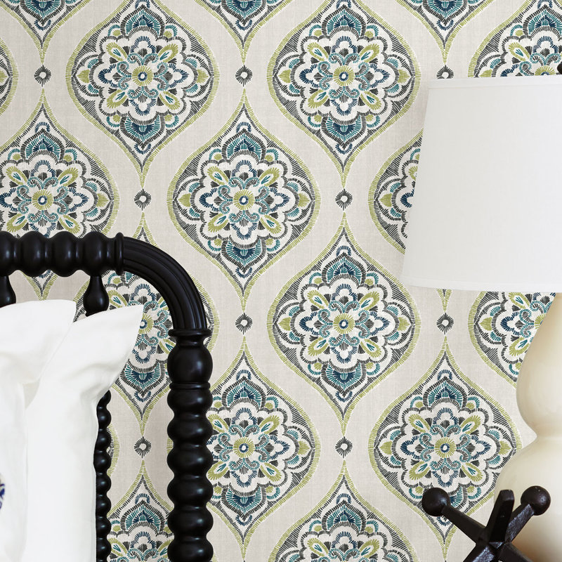 Adele Damask Wallpaper Roll, Green, 33'
