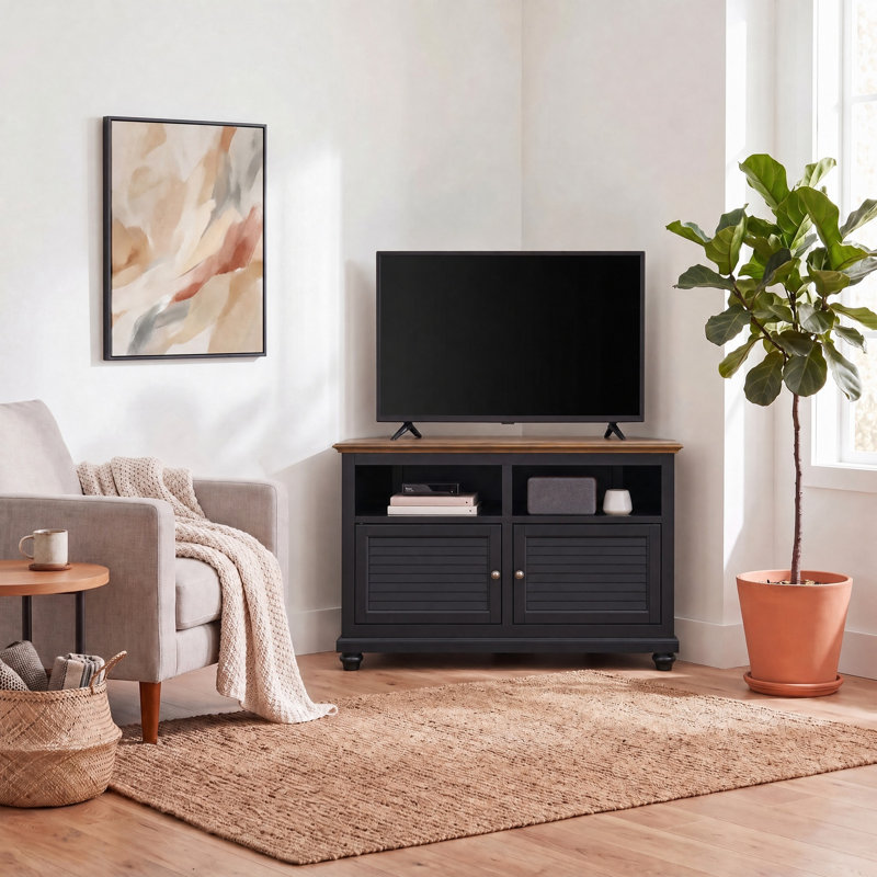 Meuble télé de coin 44 po Willoe, Noir, H 32,5 po x L 44 po x l 18 po