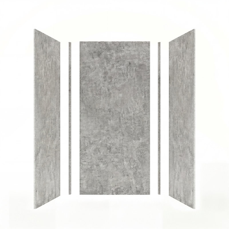 Titan Aluminum Composite 36" W x 36" D x 96" H 3-Piece Trimmable Shower Wall Panel Kit, Caesar Grey Matte Textured
