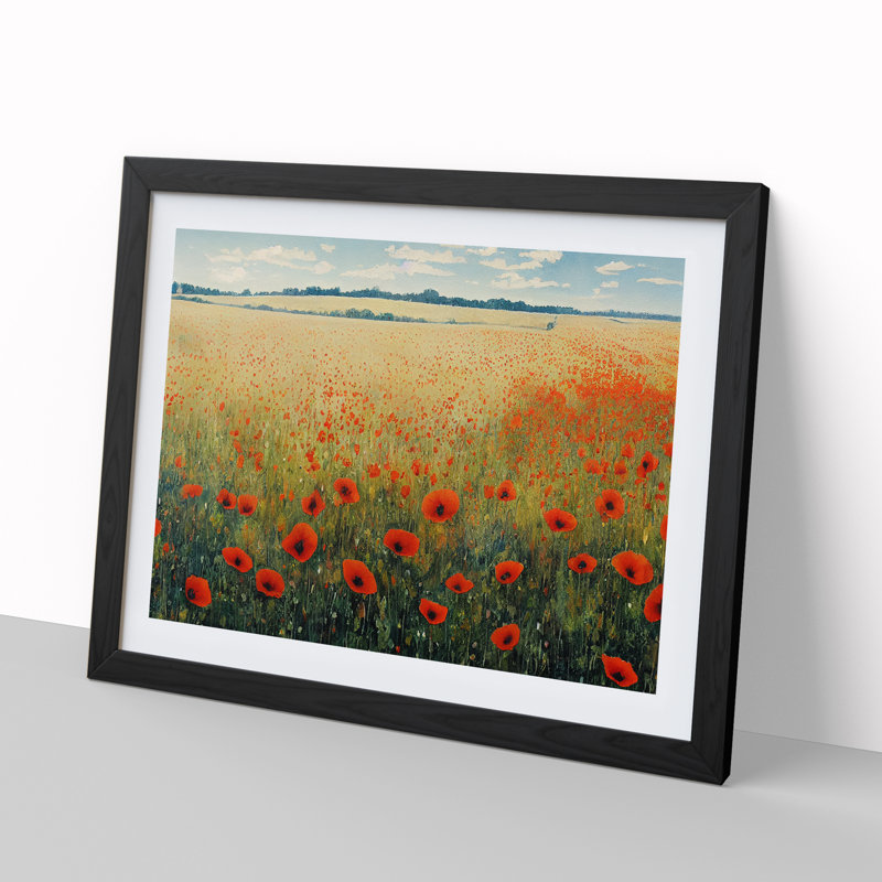 Poppy Field Watercolour - Framed Print