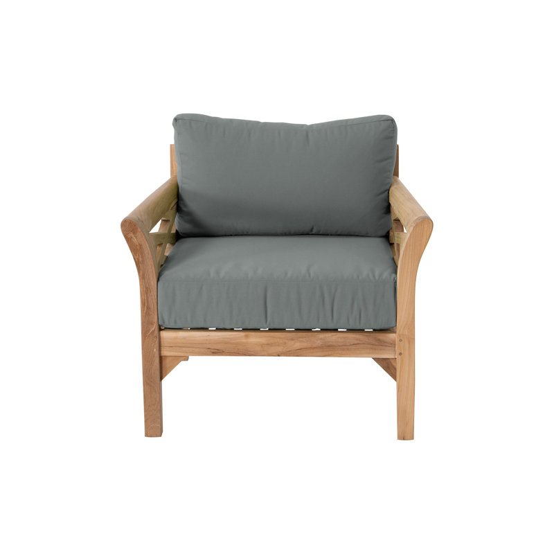 Monterey Outdoor Teak Conversation Set, 5 Pcs:  Sectional,Chair,Cushion,Table,Ottoman, Charcoal