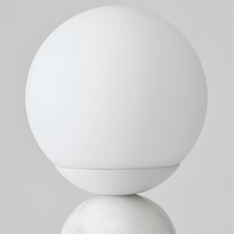 Mila 10" Modern LED Table Lamp with White Marble Base and Frosted Globe Shade, 3-Way Dimming, White