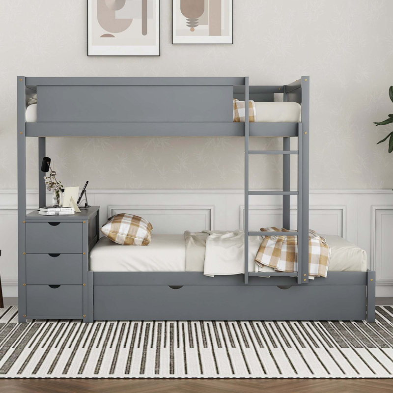 Lit superposé Jamia Kids, Double sur double, gris