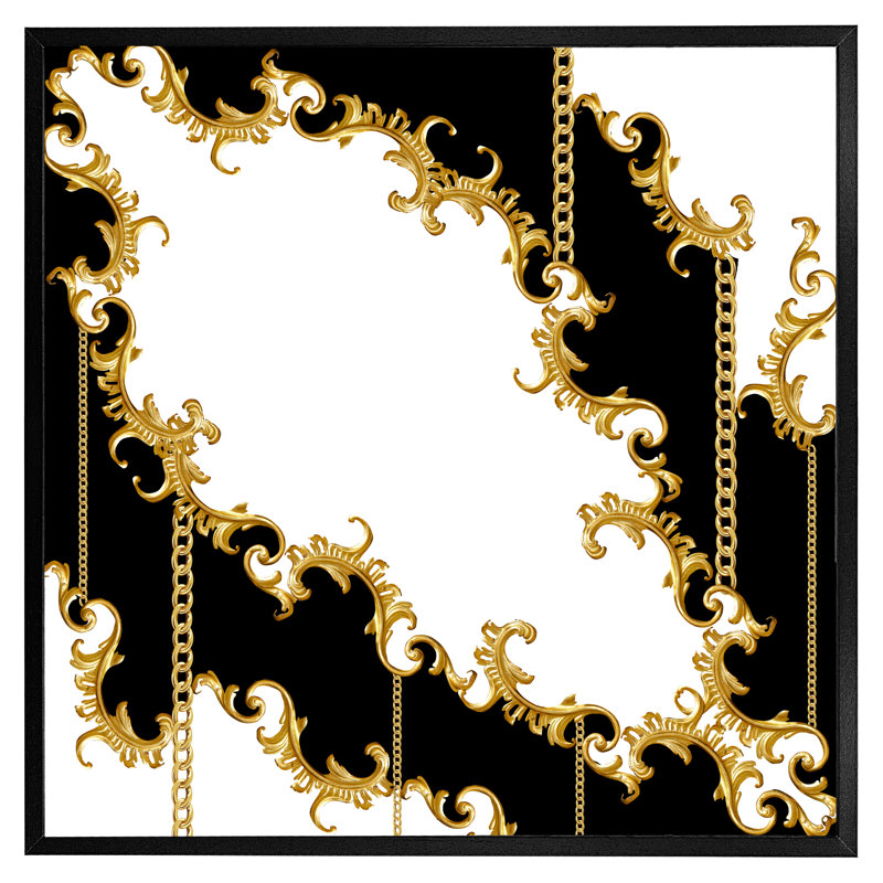 Ashantee Baroque - Single Picture Frame Print, Black Framed, 76cm H x 76cm W x 4cm D