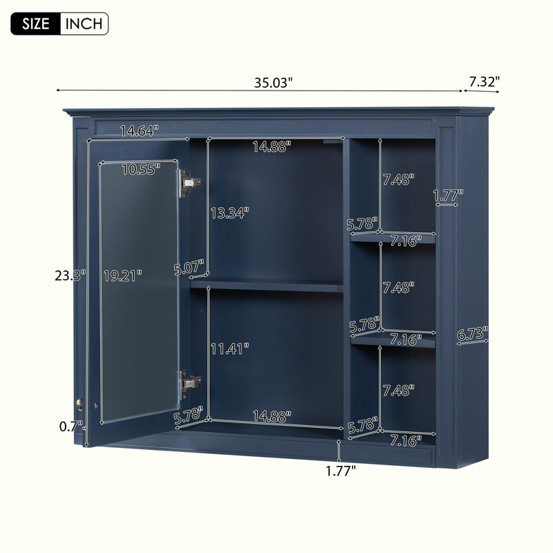 Wall Mounted Bathroom Storage Cabinet, Blue