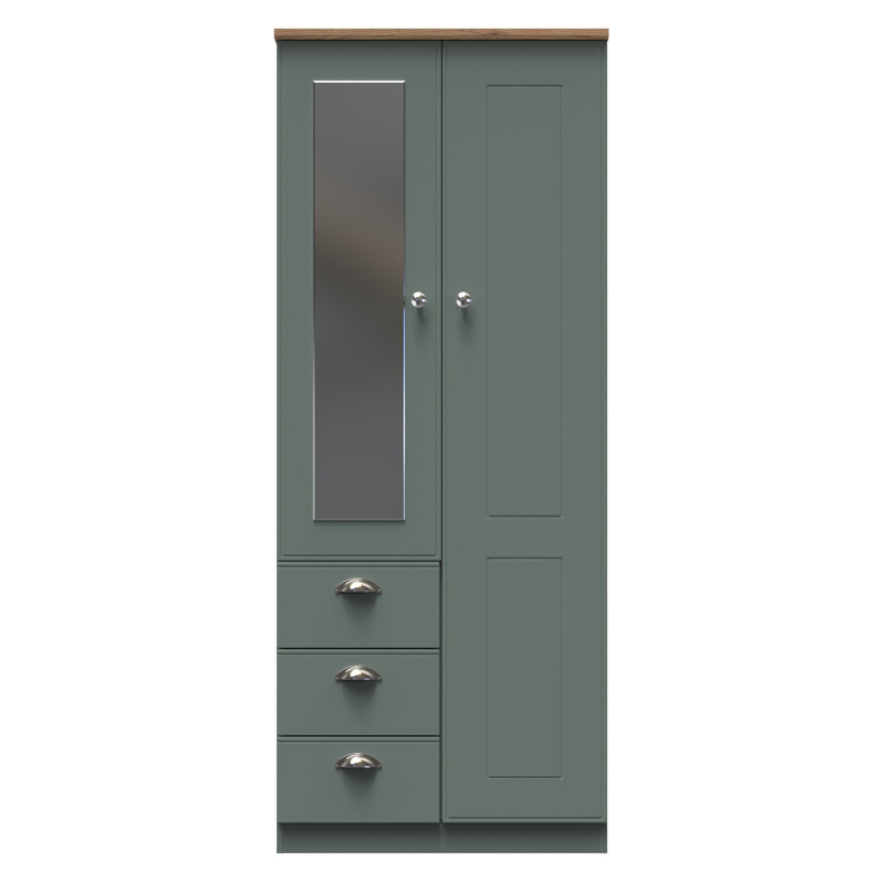 Conners Manufactured Wood Wardrobe, Reed Green/Riviera Oak