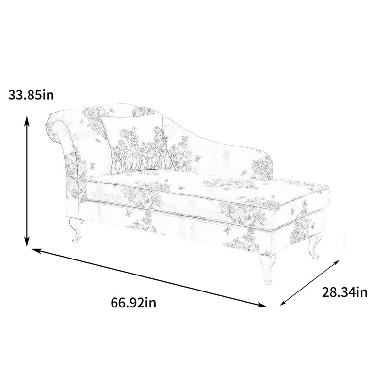 Chaise longue rembourrée Tabathia, Mélange de polyester jaune, Chaise longue à accoudoir gauche