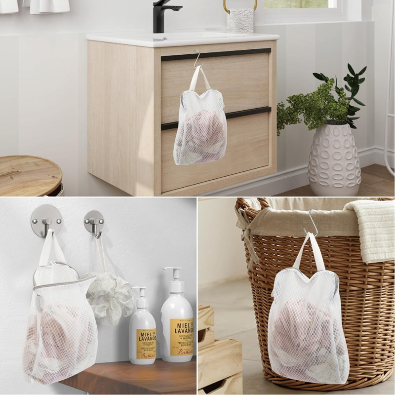 Paquet de 4 sacs à linge en maille structurée 3D - Sacs de lavage résistants pour délicats, chandails et literie