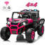 Voiture à 2 places 24V rose pour enfants avec télécommande, lumières DEL, lecteur de musique, suspension, portes doubles et modes haute / basse vitesse-105850483