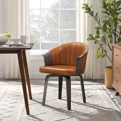 Arvion Faux Leather Swivel Barrel Chair