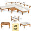 Canapé d'extérieur en bois 90,6 po avec table de thé et repose-pieds