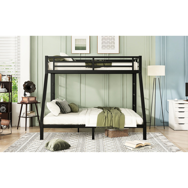 Lit superposé en métal pour les adolescents et les adultes, lit simple TG au-dessus du grand lit, espace, revêtement, grand lit à renfort inférieur, conception d'espace, échelles faciles et silencieuses