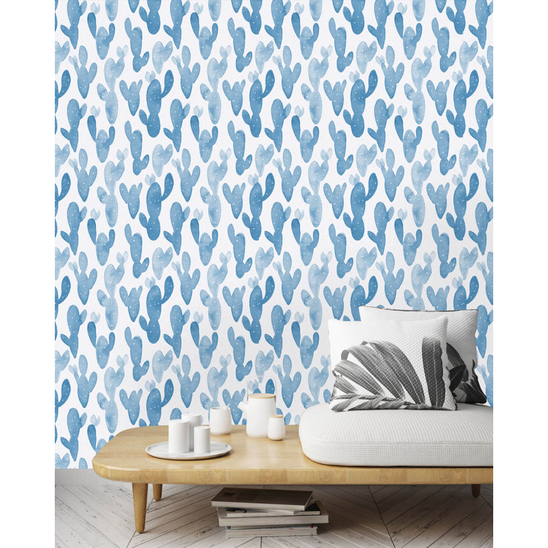 Peel & Stick Floral Roll, Blue, 16.67" L x 25" W