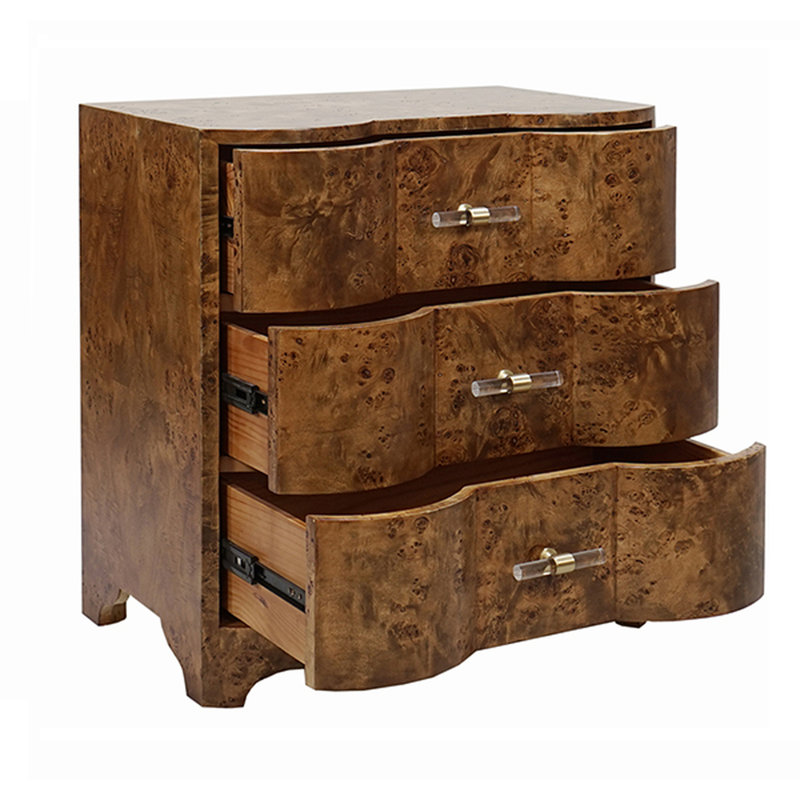 Table de chevet 3 tiroirs Calvin, Broussin mat