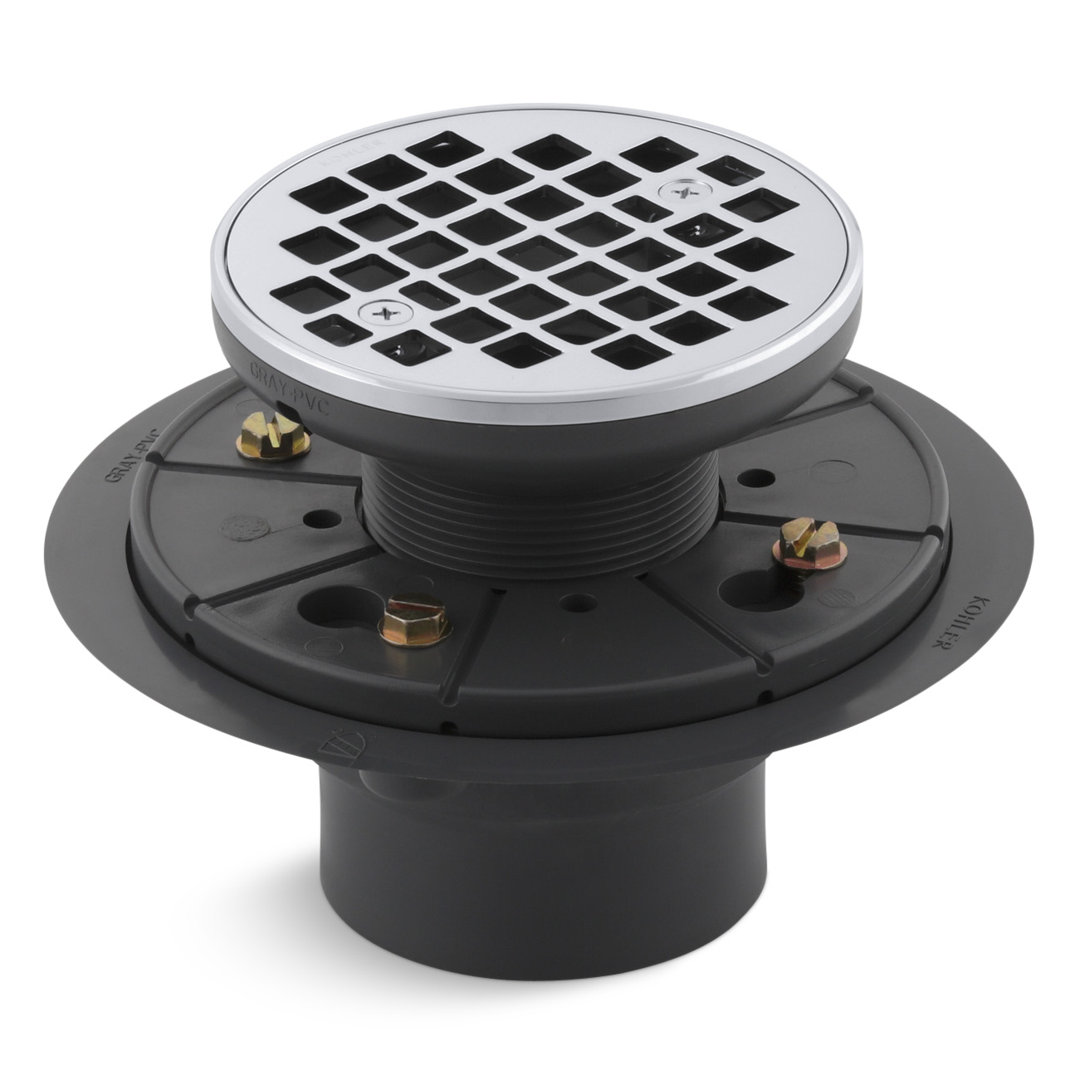 Round Design 3" Grid Shower Drain Kohler 