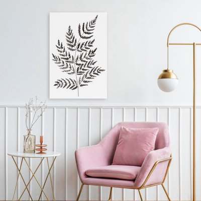 Fougère simple en noir - Illustration de fougère moderne en noir et blanc avec détails détaillés