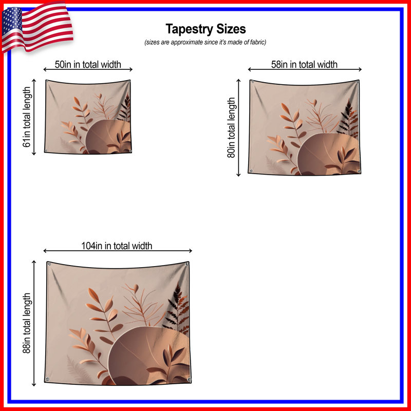 Tapisserie murale feuilles - décoration murale nature, 50 po H x 60 po L avec 4 œillets