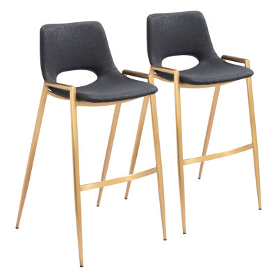 Desi Black Upholstered Faux Leather Counter Stool
