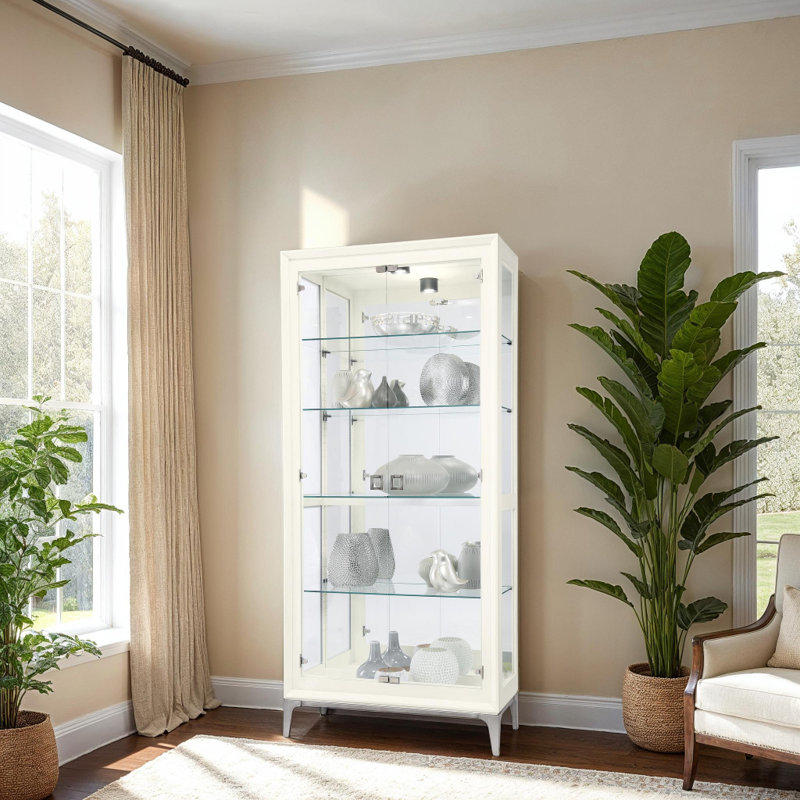 Sheena Lighted Curio Cabinet, Aged Linen