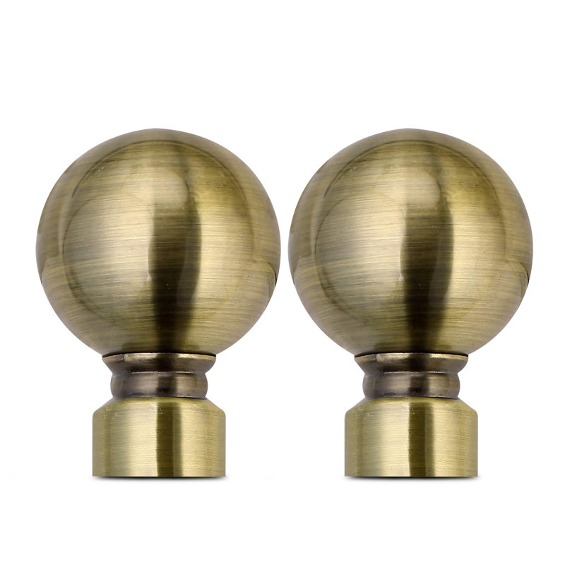 Heavy-Duty Adjustable Curtain Pole with Finials, Antique Brass, 70-120cm