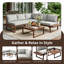 Solid Wood L-Shape Outdoor Sectional Sofa Set With Coffee Table