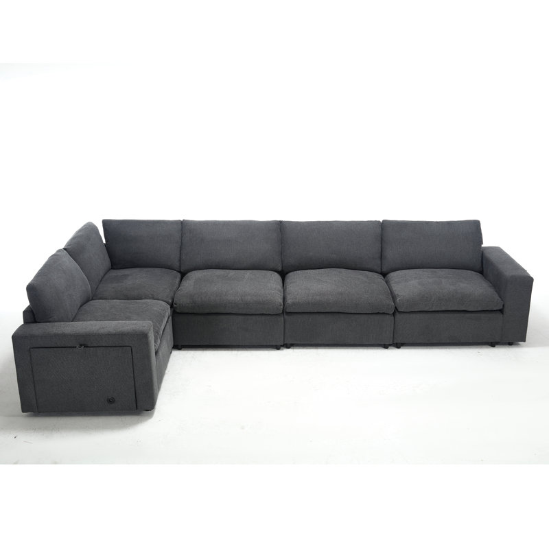 Canapé modulaire en lin 141,5 po Brinsley, Lin gris
