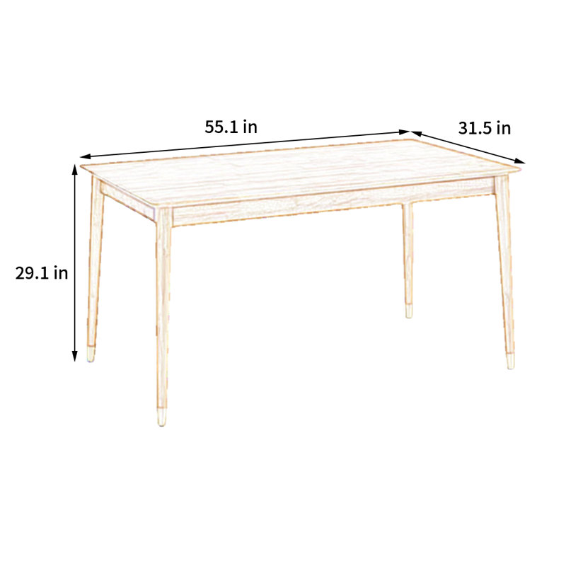 Table de salle à manger rectangulaire martelée L 55,1 po x l 31,5 po, Brun clair