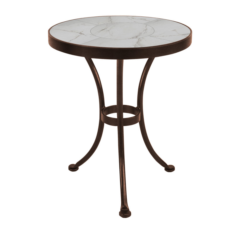 Tables Outdoor Round Side Table, Pallazo White, Copper Creek