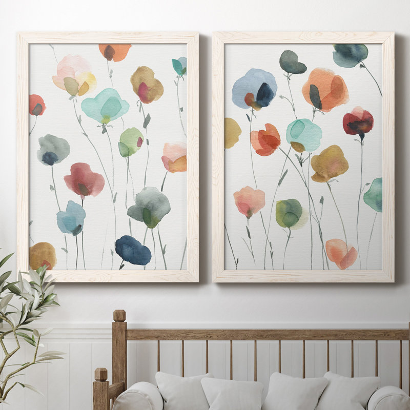 «Lollipop Garden I», ensemble de 2 impressions, Toile encadrée, H 37,5 po x l 55 po, Blanc
