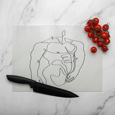 line art of male body Designer Glass Chopping Board