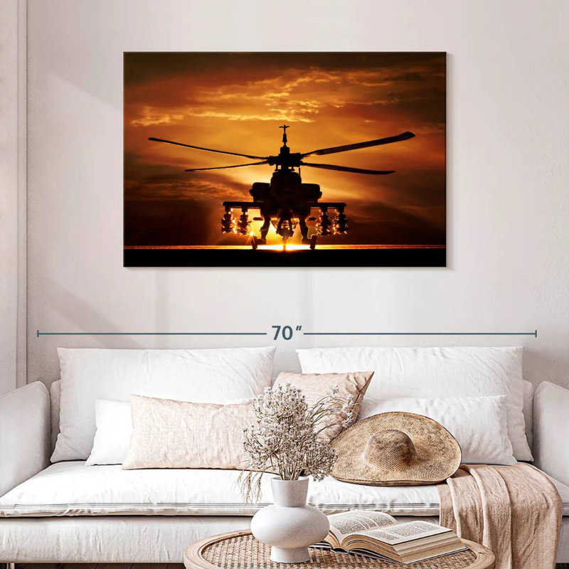 «Mait Silhouetted Apache Helicopters», H 30 po x l 45 po