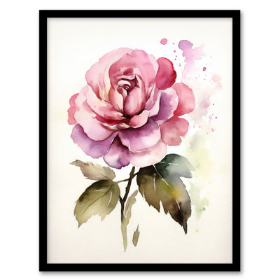 Alektra Pink Rose Bloom Simple Single Flower - Single Picture Frame Print