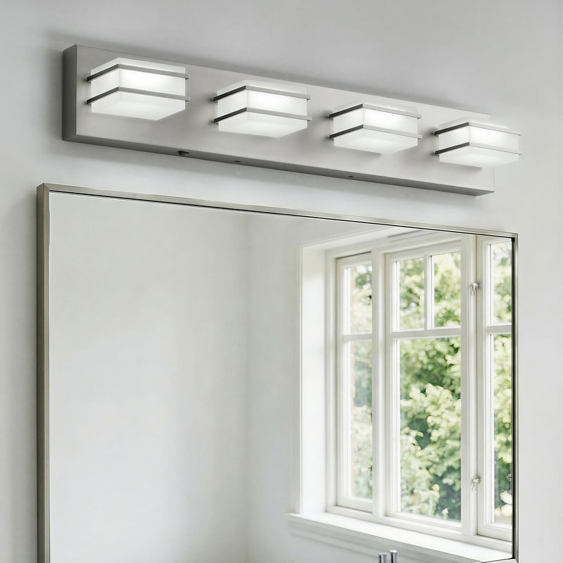 Barre d'éclairage DEL pour meuble-lavabo à DEL, 5 ampoules réglables, nickel brossé, Nickel brossé, Quatre lumières
