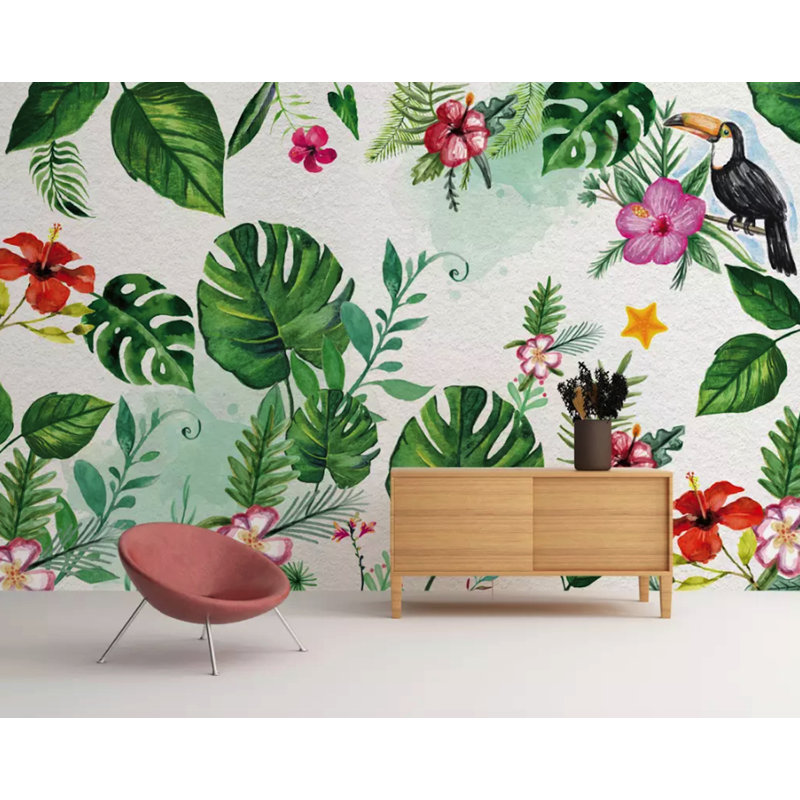 Papier peint amovible floral, L 9 po x l 15 po