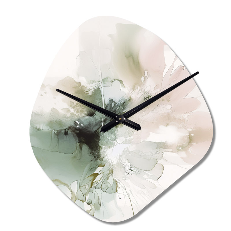 Horloge murale verte et crème Essence Of Modernity I - forme irrégulière, Grand