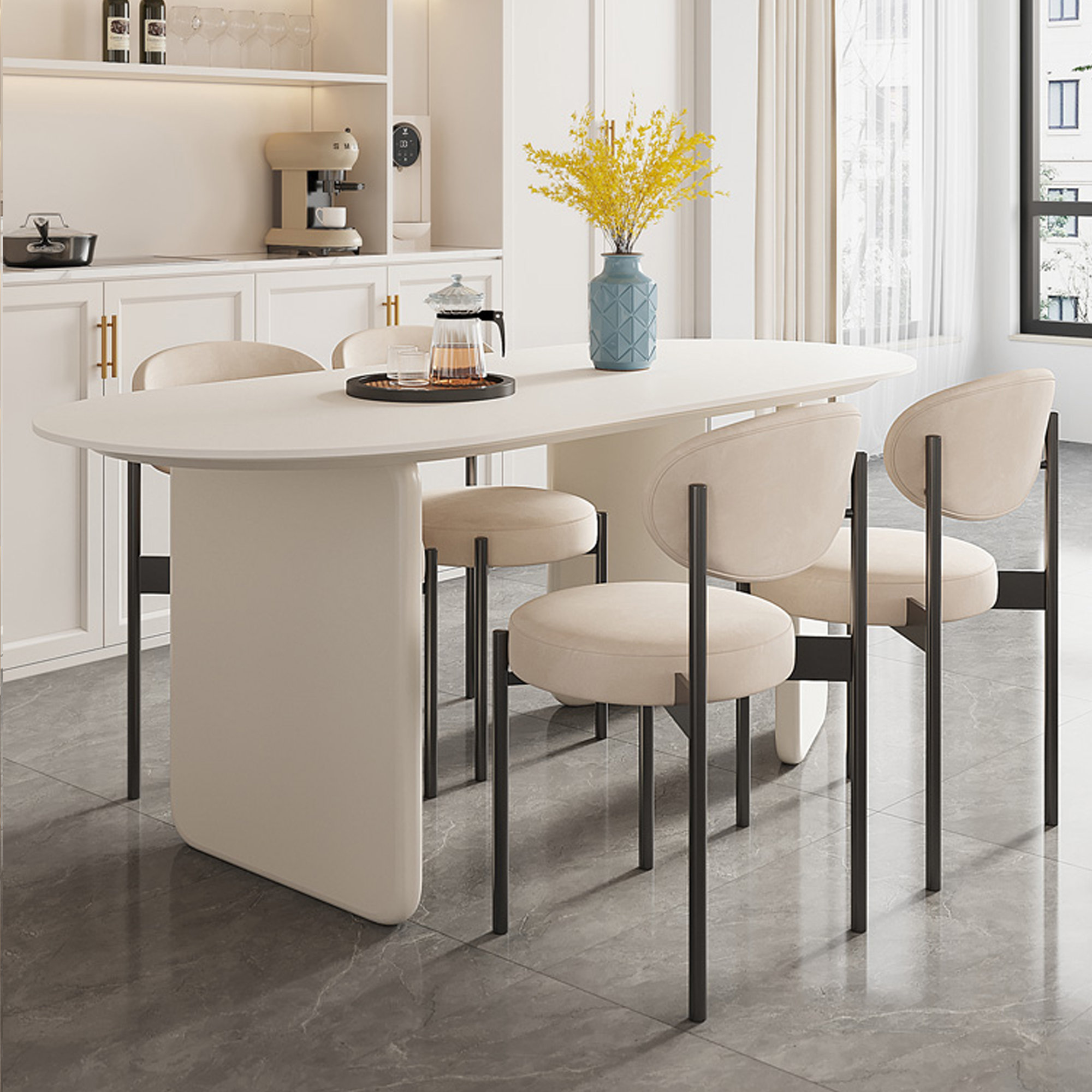 Orren Ellis Libove Oval Metal Base Dining Table - Wayfair Canada