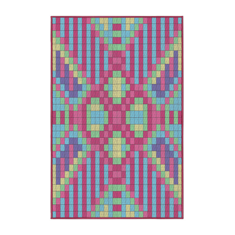 Tapis de zone mauve/beige à motifs, Rectangle 5 pi x 7 pi