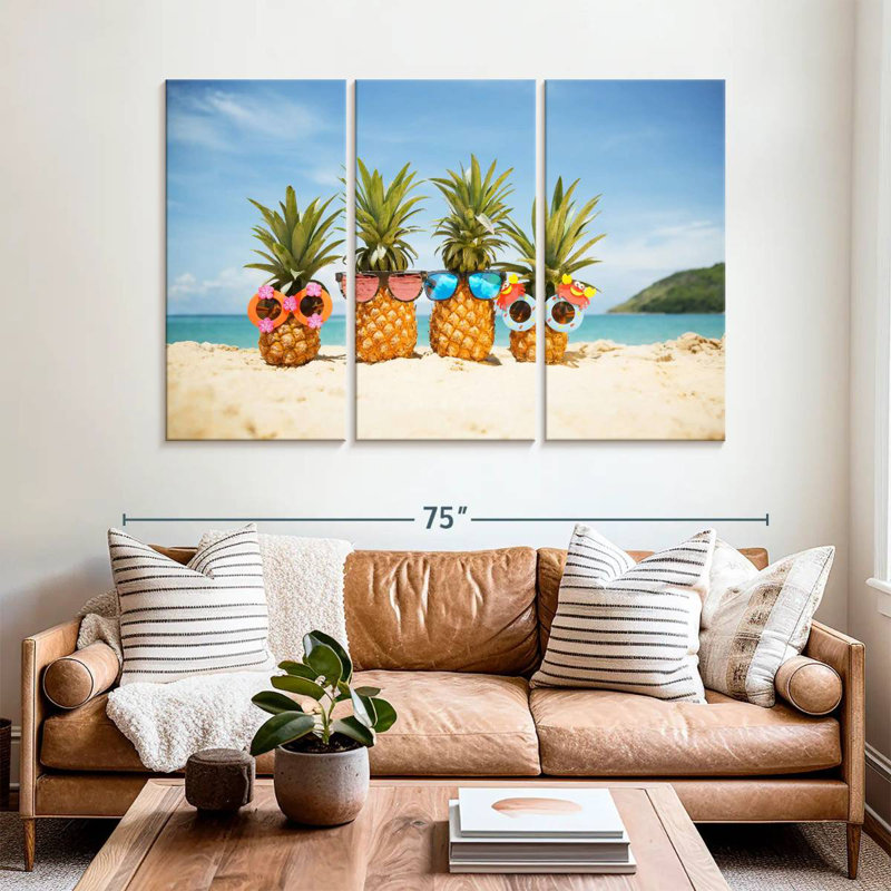 Yarlin Summer Beach Pineapples, 28" H x 45" W